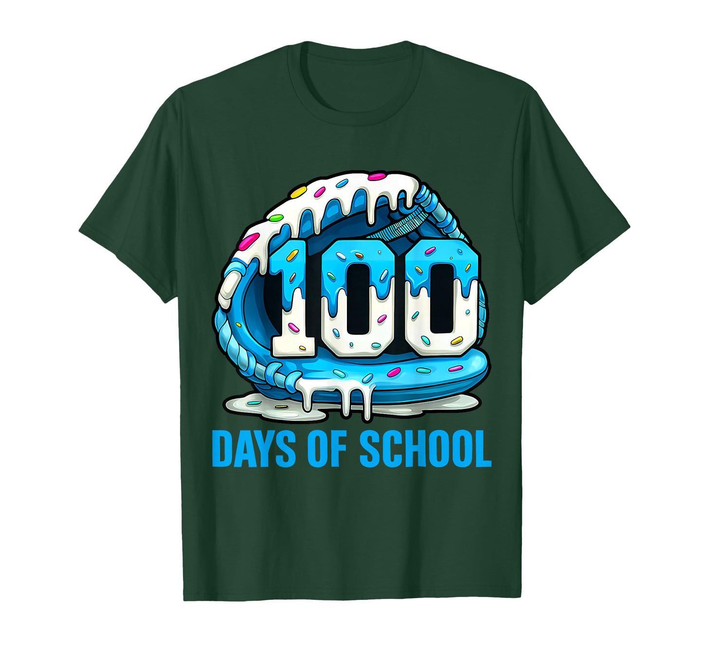 100 Days of School Baseball Drip Ice Cream Kid Boy 100th Day T-Shirt