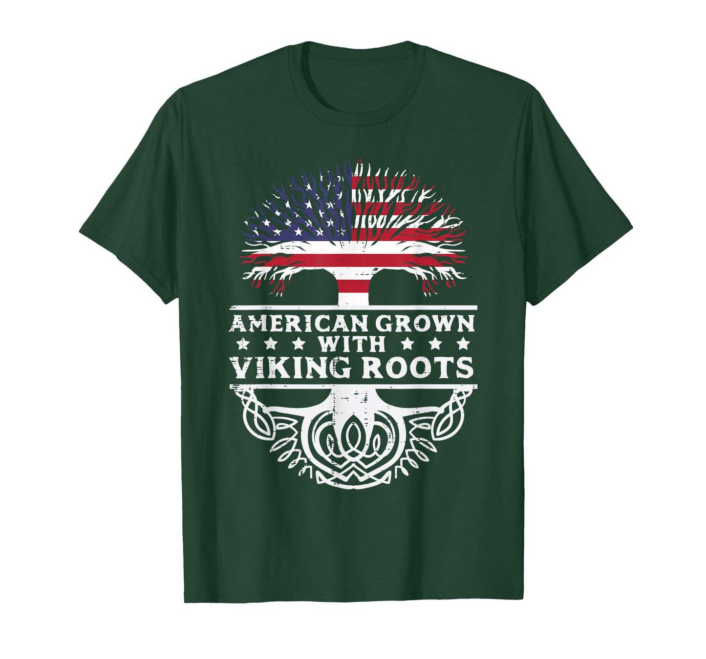 American Grown With Viking Roots US Flag Tree Men Women Kids T-Shirt