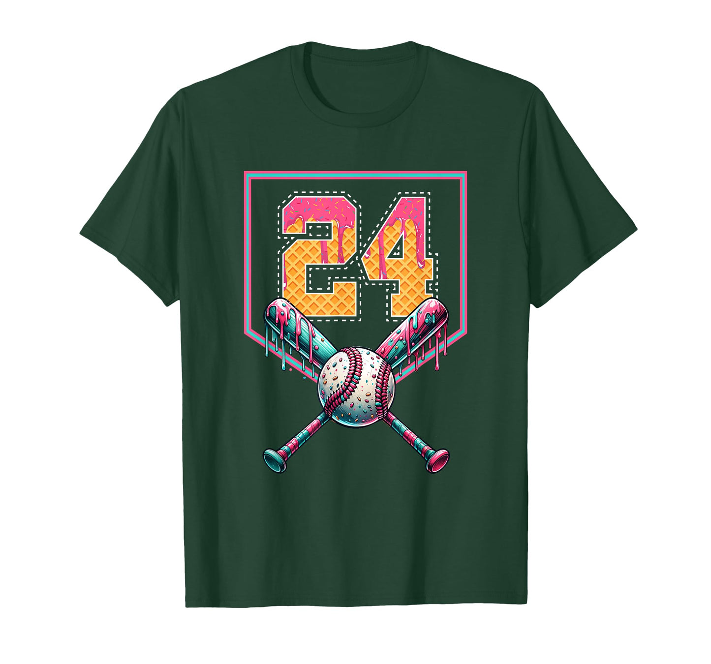 Baseball Drip Number 24 Player Or 24th Birthday T-Shirt