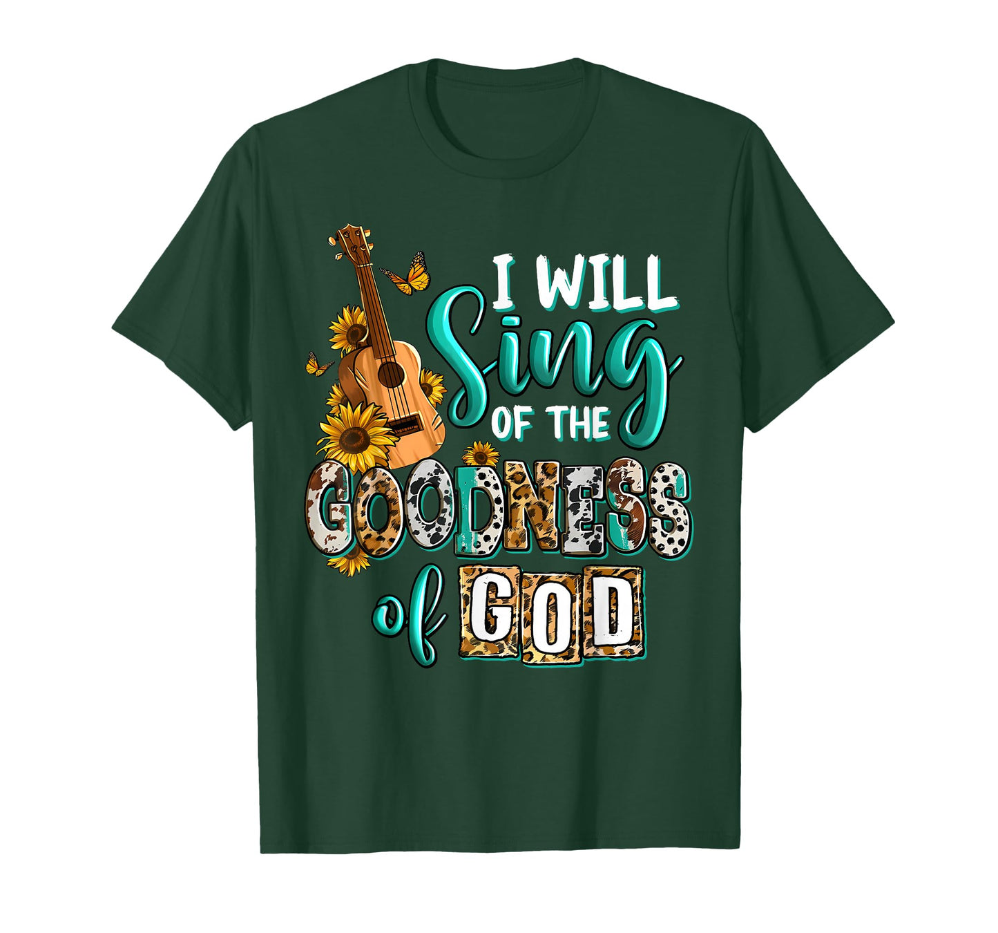 Christian Floral Guitar I Will Sing Of The Goodness Of God T-Shirt