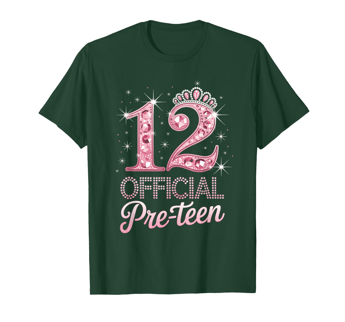 12 Official Pre-Teen Pink Crown Happy 12th Birthday For Girl T-Shirt