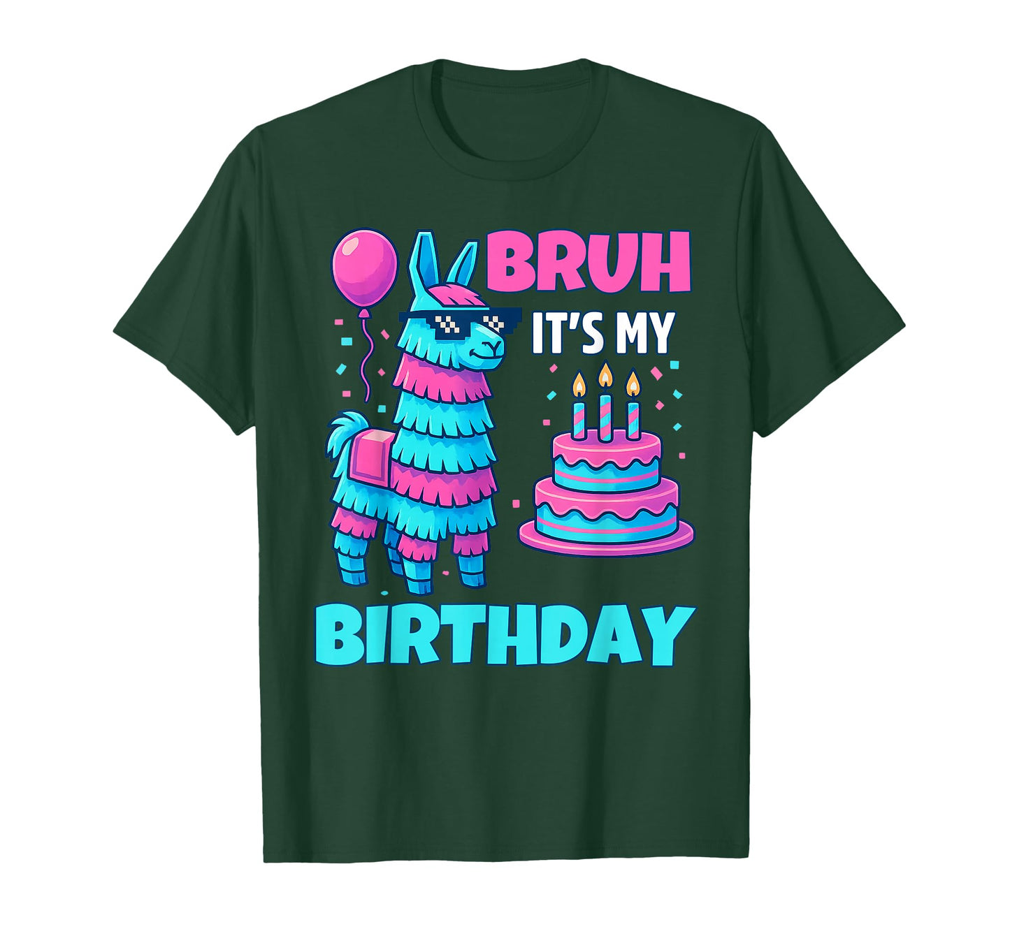 Bruh It’s My Birthday Funny Llama Pinata bday boy kids party T-Shirt