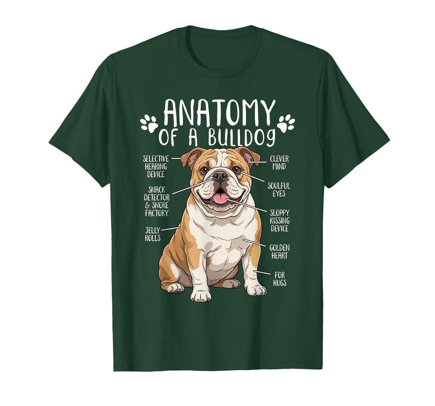 Funny Bulldog Anatomy English Bulldog Dog Lover Owner T-Shirt