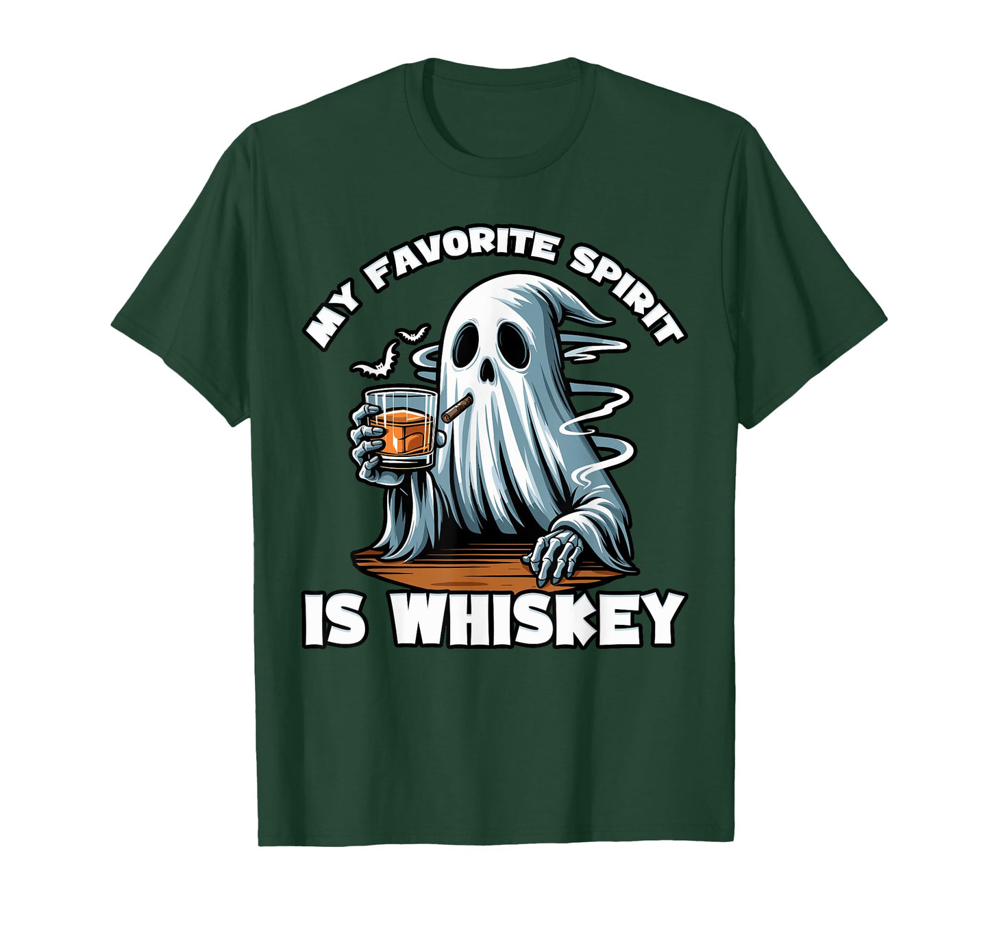 My Favorite Spirit is Whiskey | Funny Ghost Drinking Whiskey T-Shirt