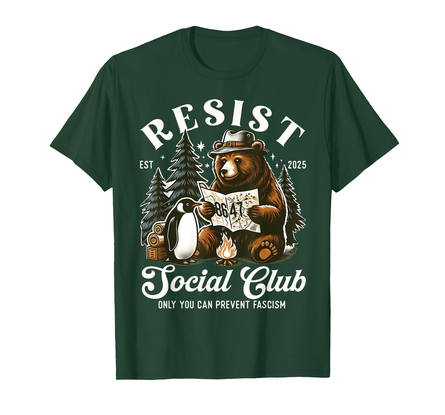 Resist Social Cub Bear Penguin T-Shirt