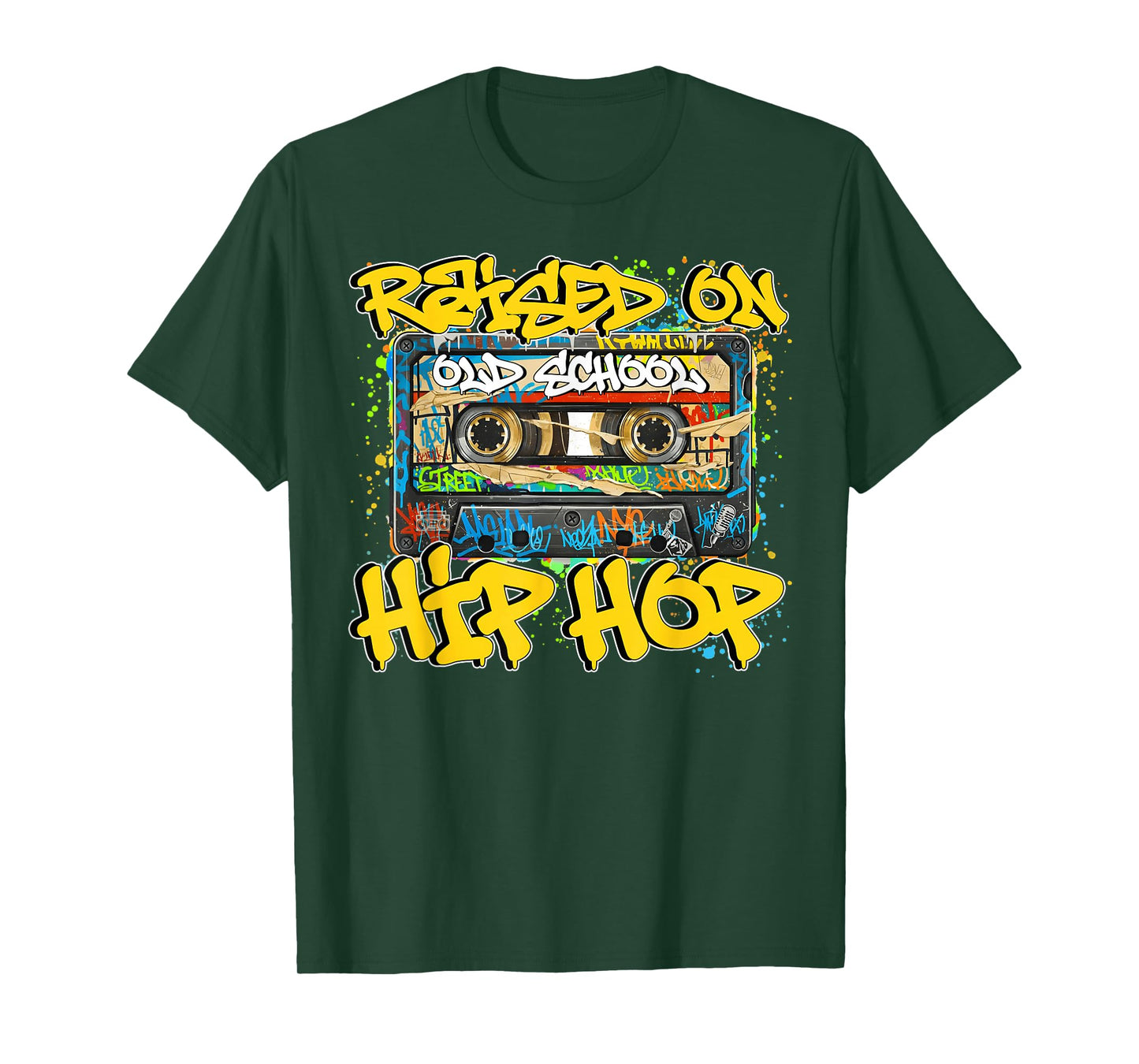 Raised On 80s 90s Old School Hip Hop Cassette Graffiti T-Shirt