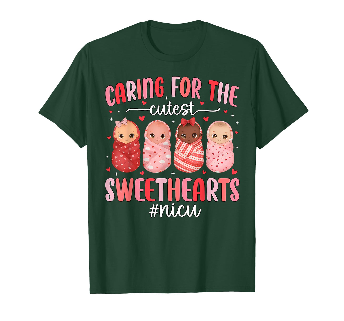 Caring for The Cutest Valentines NICU Nurse Cute Baby Girls T-Shirt