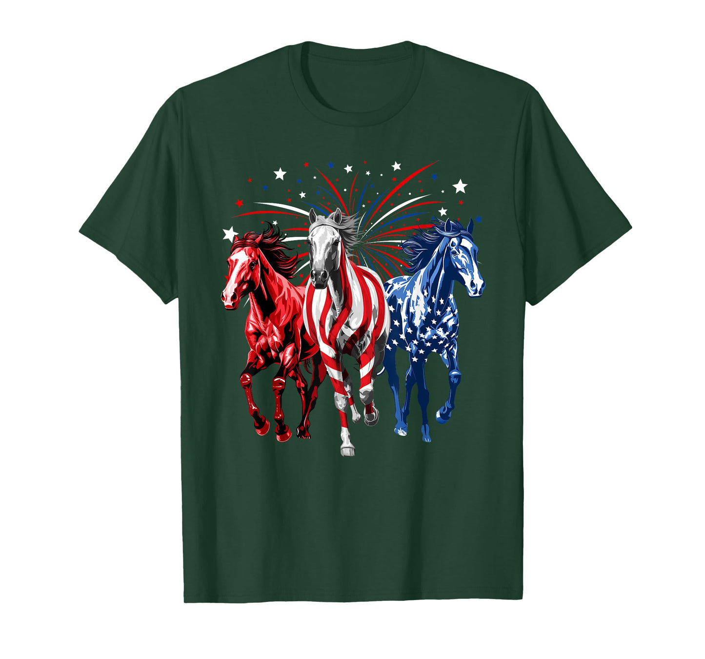 4th Of July Horse Lovers Red White And Blue American Flag T-Shirt