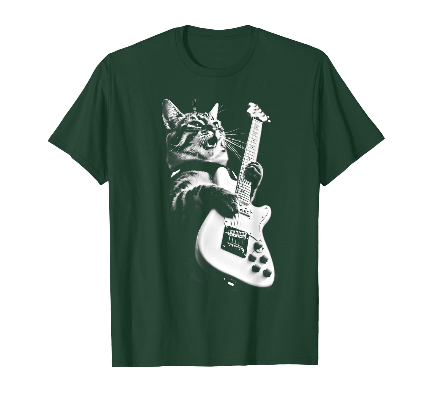 Unknown Designer Rock Cat Playing Guitar - Funny Guitar Cat T-Shirt