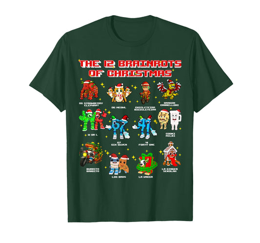The 12 Brainrots of Christmas Funny Brainrot for Kids Teens T-Shirt