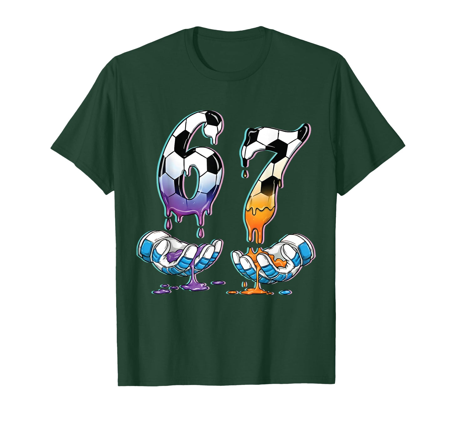 Soccer 67 Hands 6 7 Meme 6-7 Boys Teens Kids Dripping Soccer T-Shirt