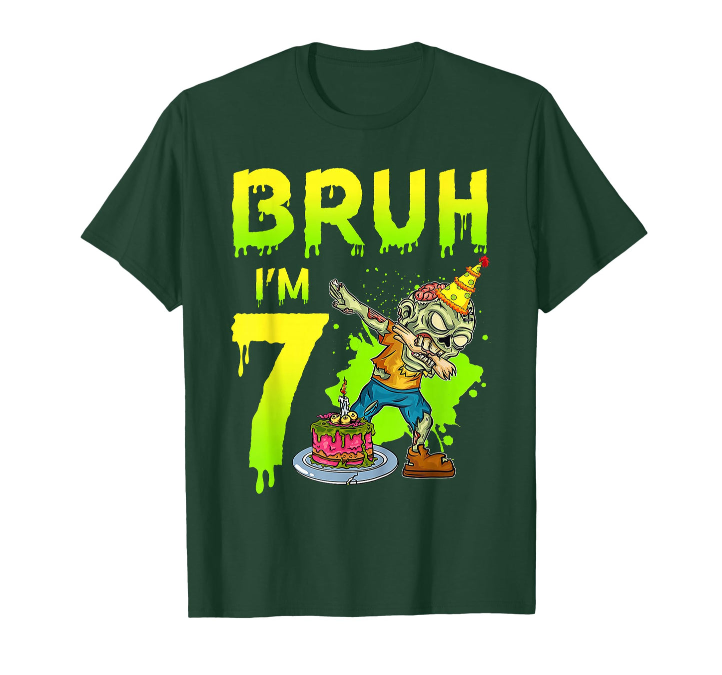 Bruh I'm 7th Birthday Zombie Lover 7 Years Old Boys T-Shirt