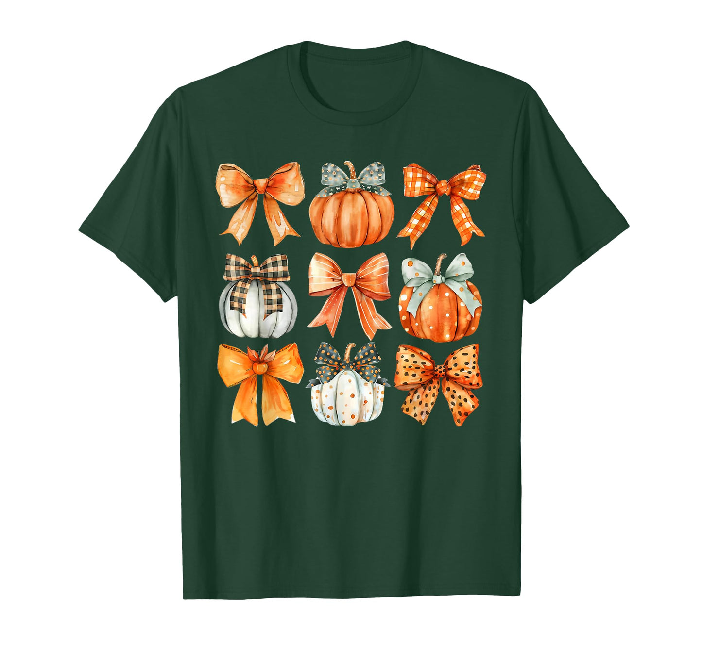 Coquette Bow Pumpkin Season Thanksgiving Autumn Fall Leaves T-Shirt