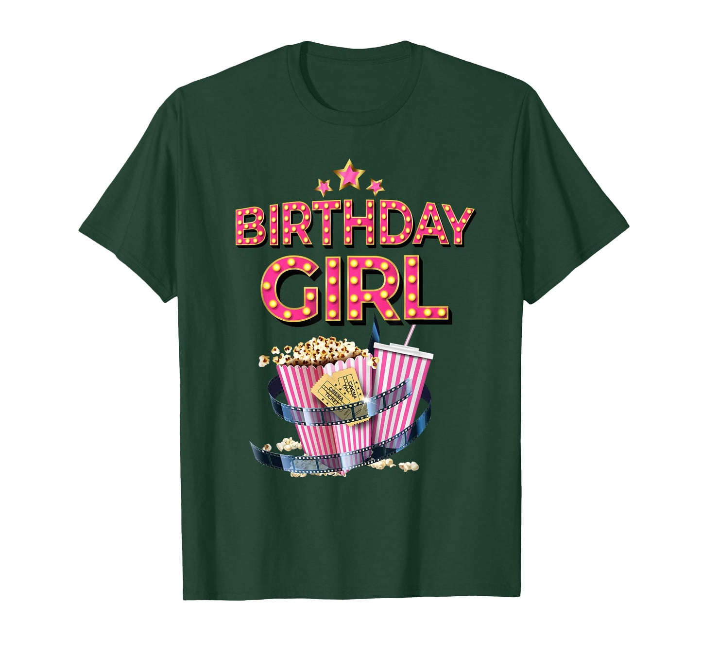 Birthday Girl Crew Movie Night Theme Matching Party T-Shirt