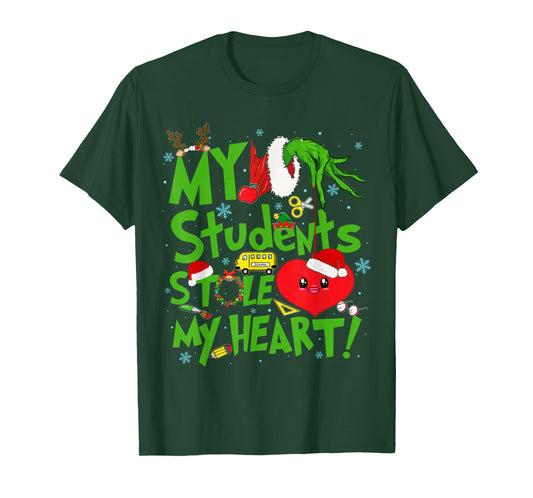 My Students Stole Teacher My Heart Holiday Merry Christmas T-Shirt