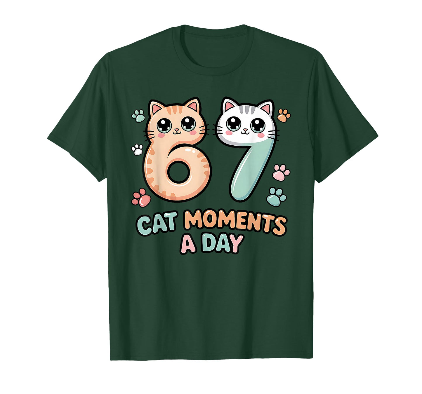 Kawaii Cat Six Seven Alpha Gen Slang 67 Cat Moments A Day T-Shirt