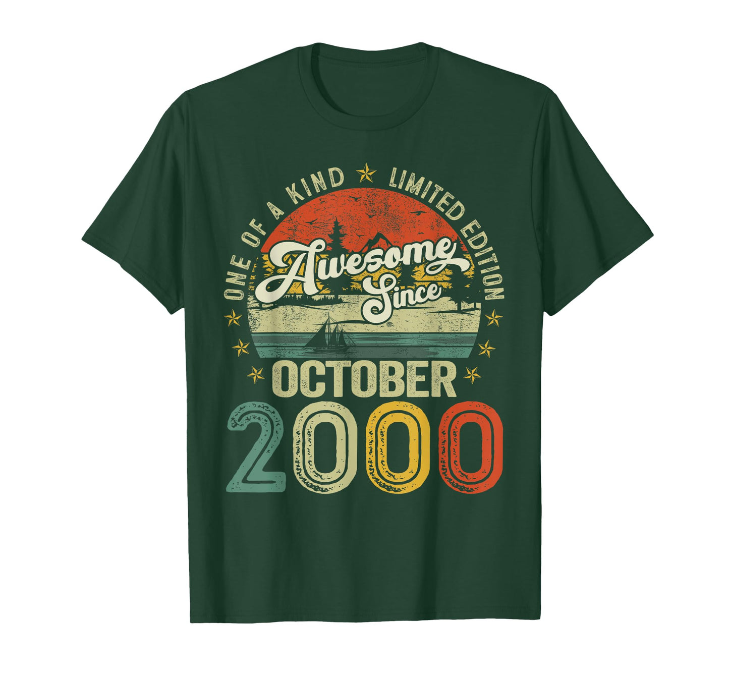 Awesome Since October 2000 Vintage Retro 25th Birthday Men T-Shirt
