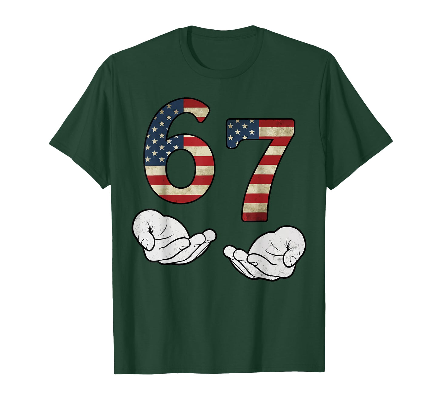 US Flag 6 7 Distressed Six Seven Italian Brainrot 67 USA T-Shirt
