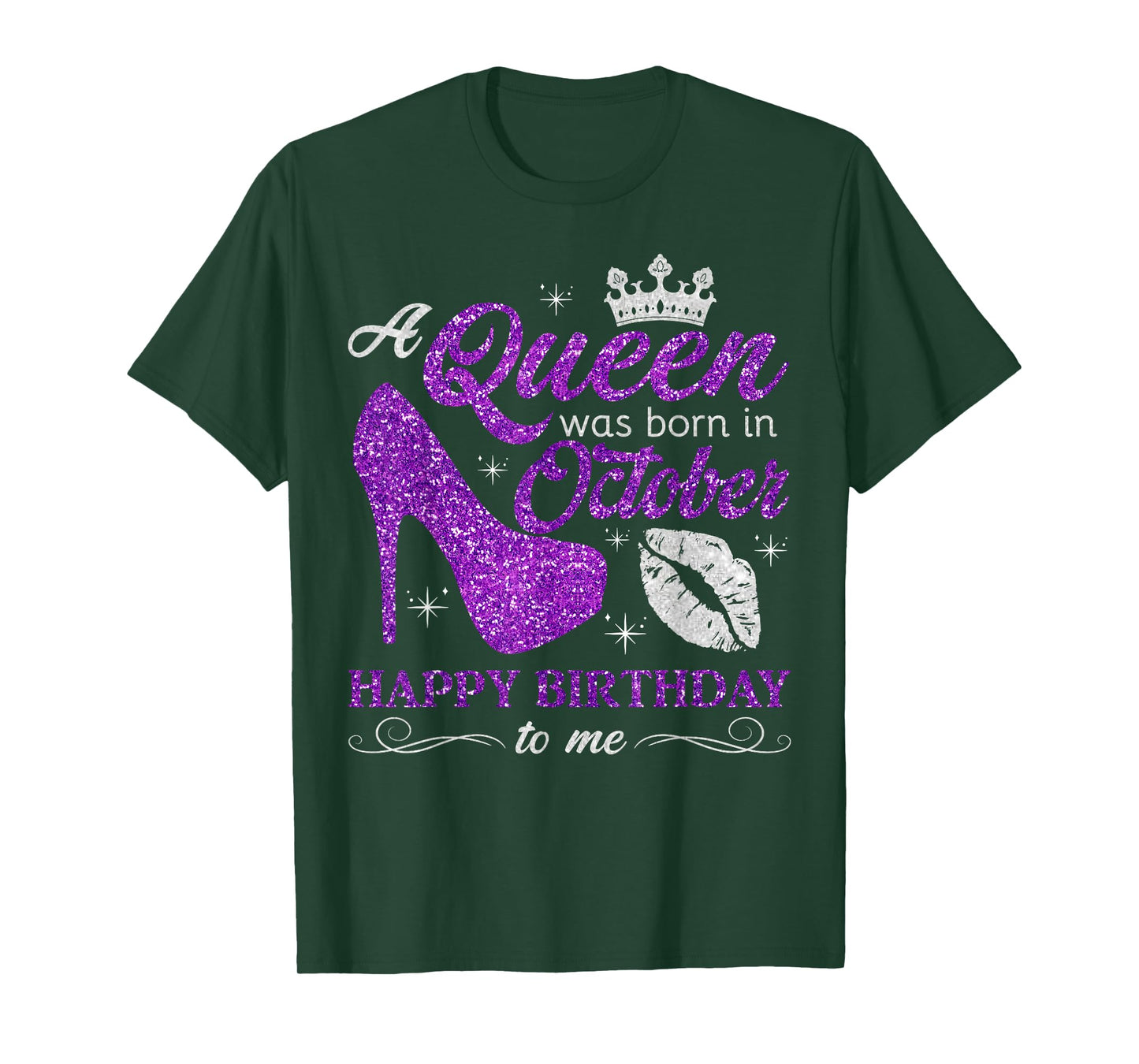 Queen Was Born in October Women Girl Ladies October Birthday T-Shirt