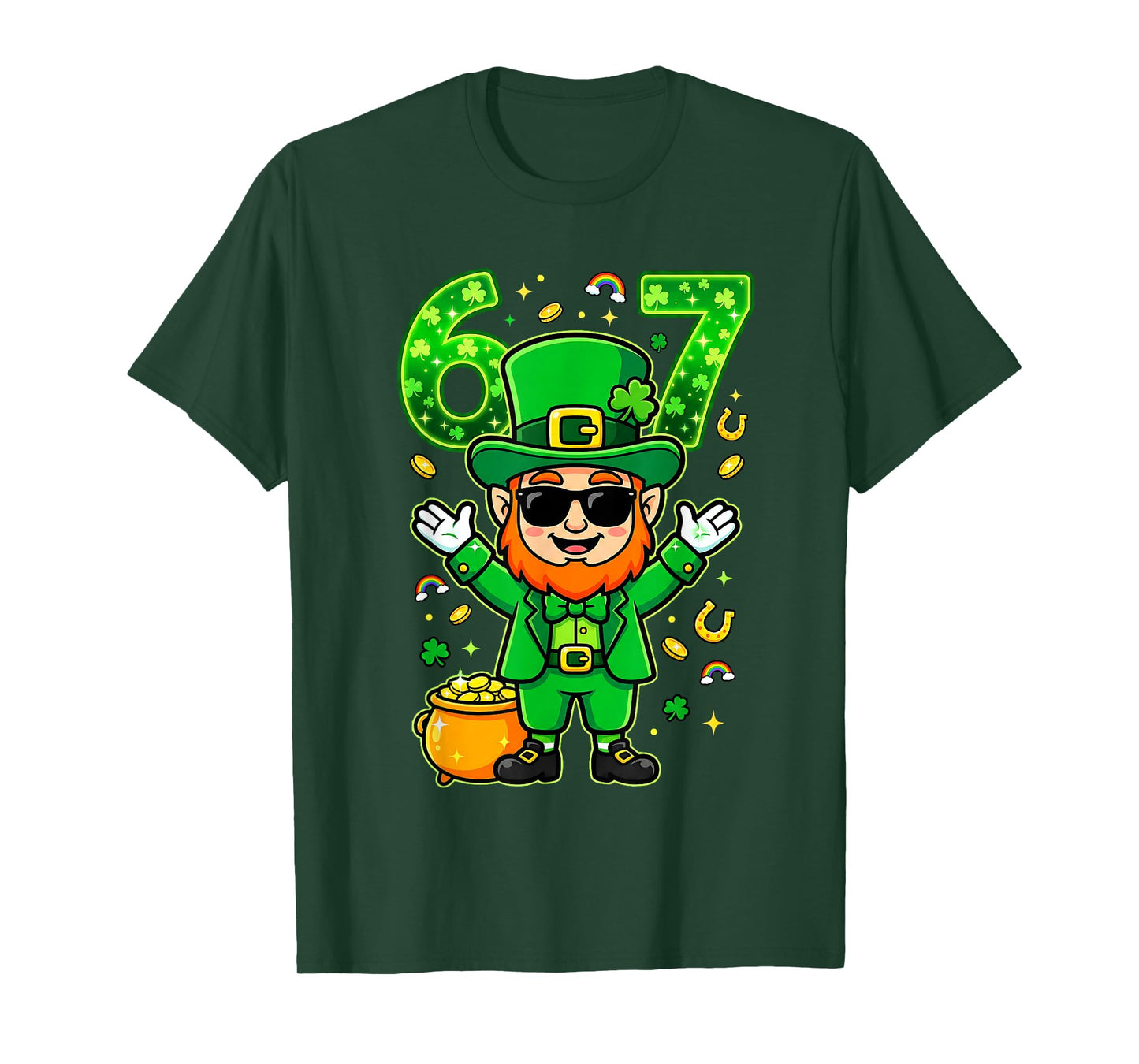 67 Six Seven Funny 6 7 Meme St Patricks Day Leprechaun 67 T-Shirt