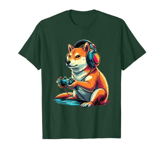 Shiba Dog Funny Video Games Shiba Dog T-Shirt