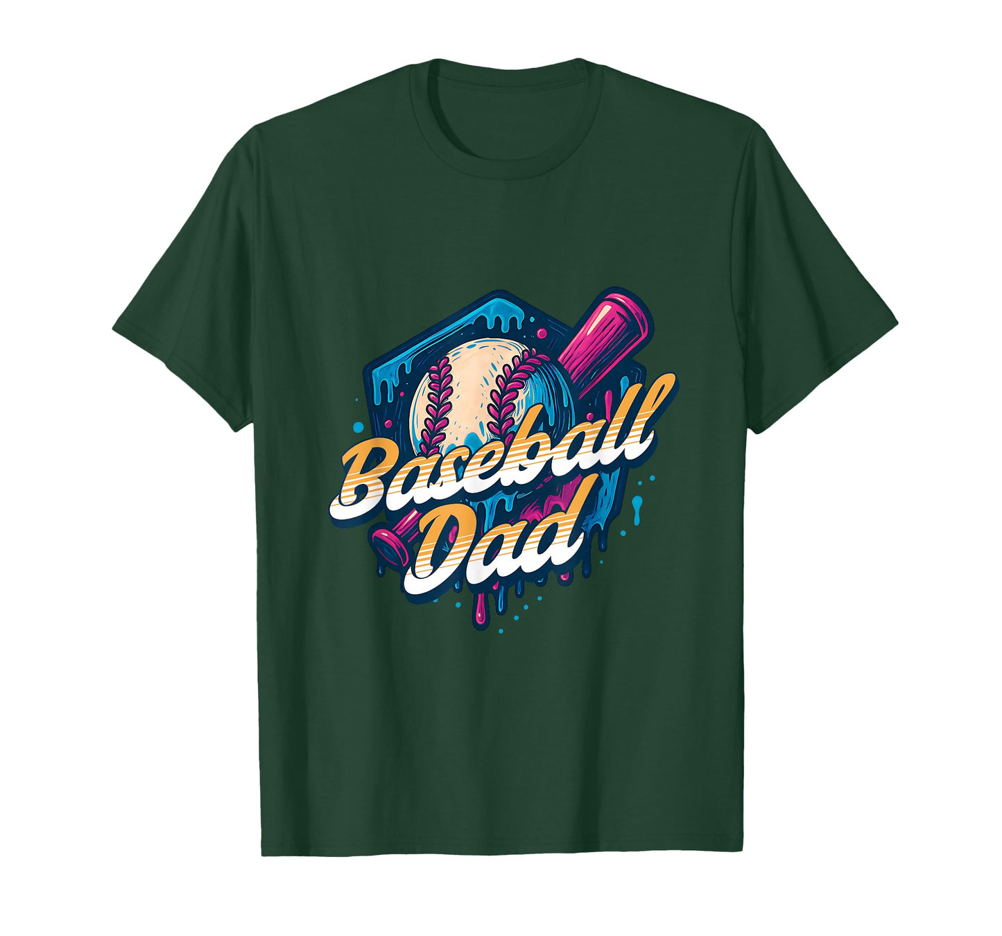 Baseball Dad Kids Birthday Baseball Drip Ice Cream Family T-Shirt