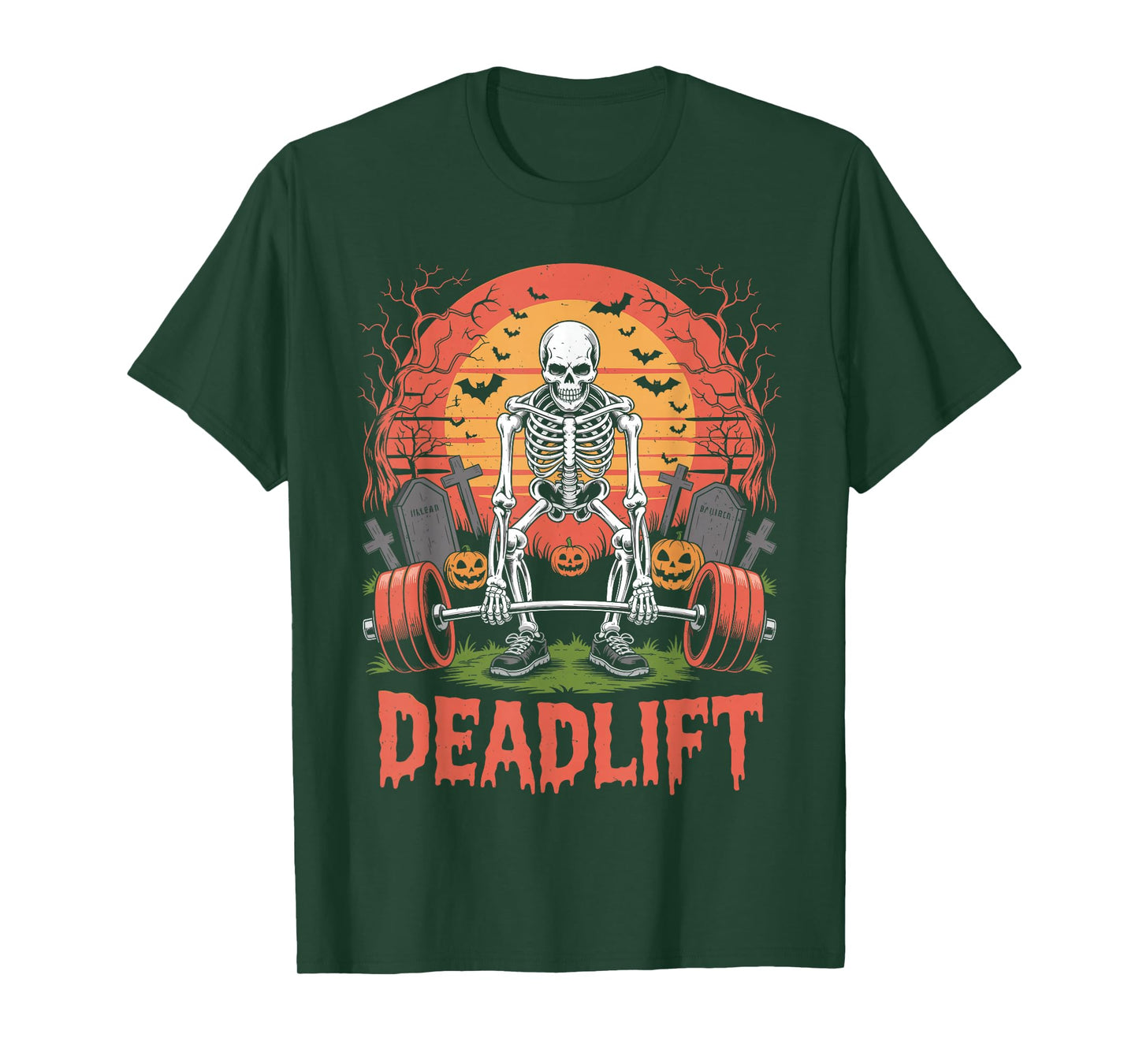 Skeleton Deadlift Halloween Gym Workout Spooky Bodybuilding T-Shirt