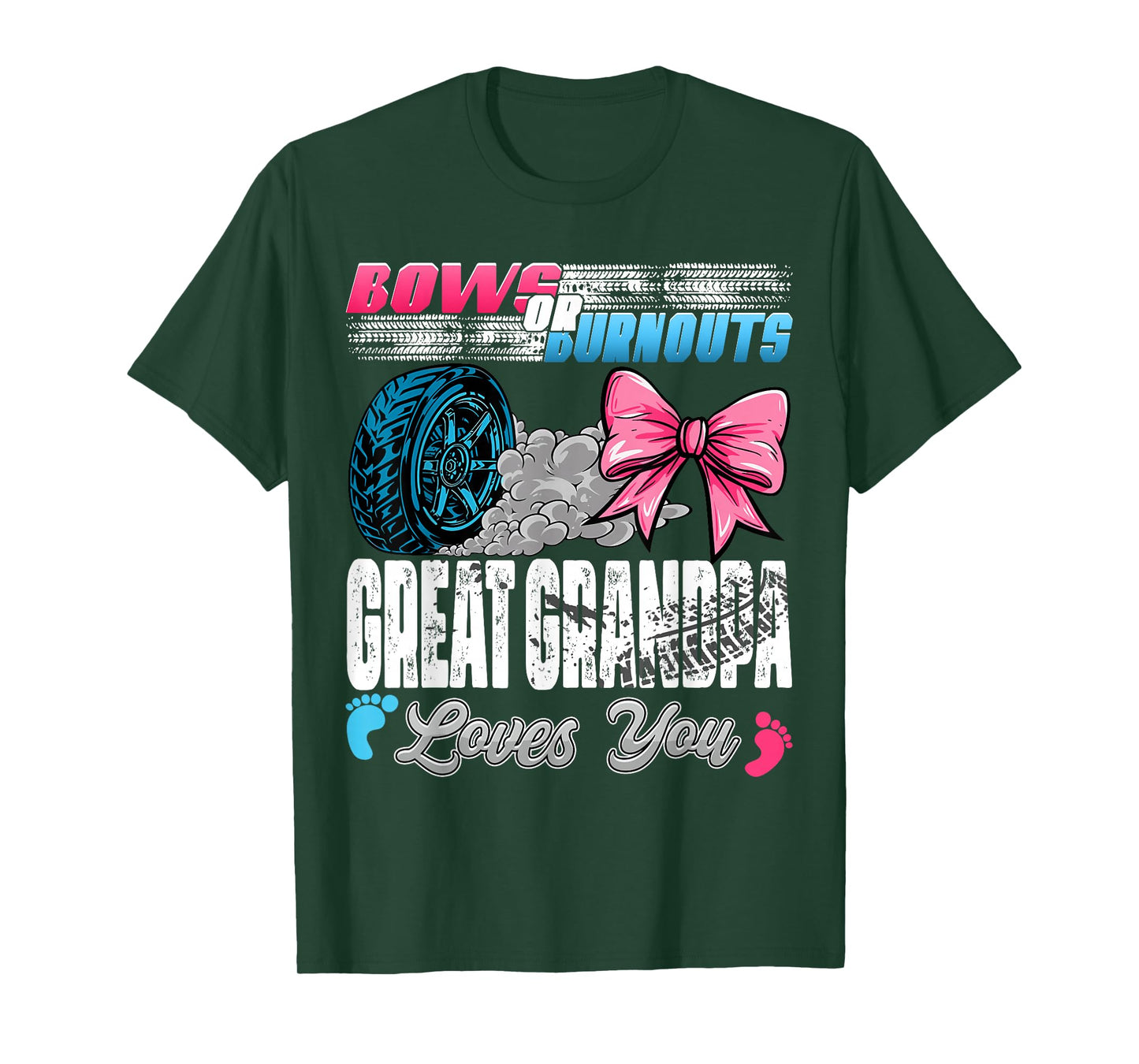Burnouts or Bows Great Grandpa Loves You Gender Reveal Party T-Shirt