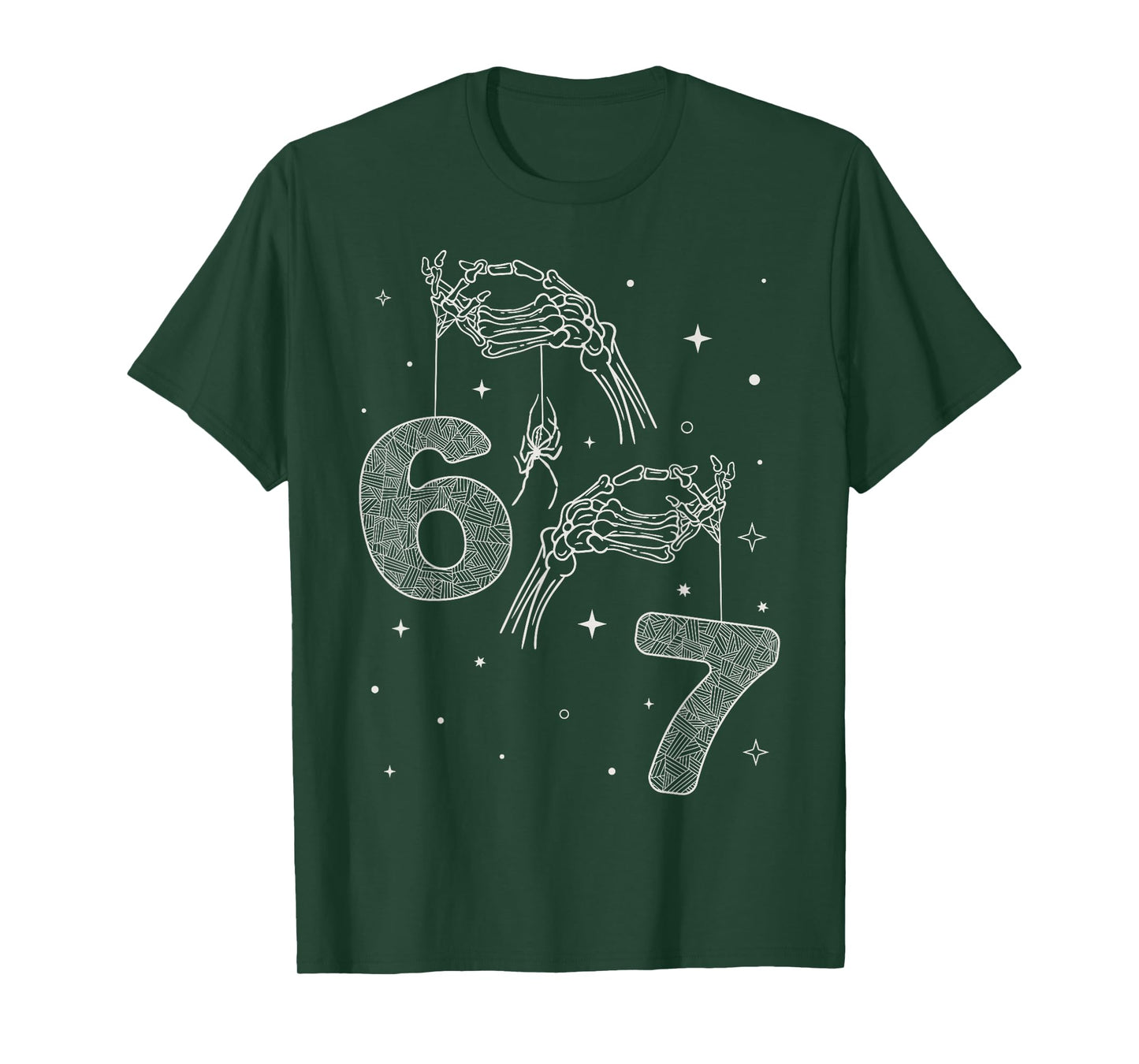 67 Meme Skeleton Hand Funny Halloween Six Seven Teens T-Shirt