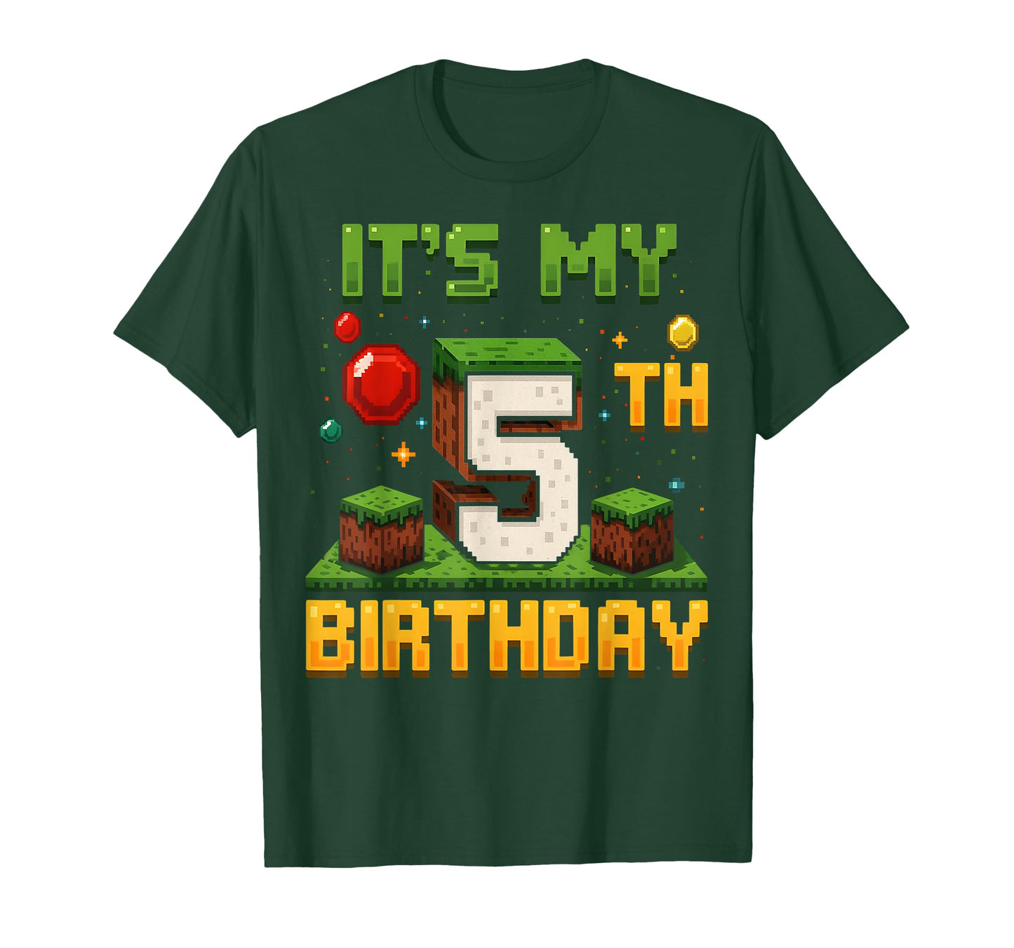 Funny Birthday Boy It's My 5th Birthday Game Pixel 5 T-Shirt