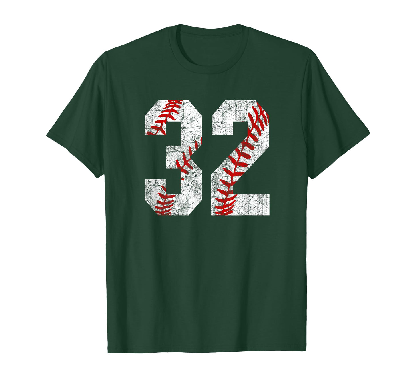 Distressed Baseball Number 32 Jersey Uniform Player Fan T-Shirt