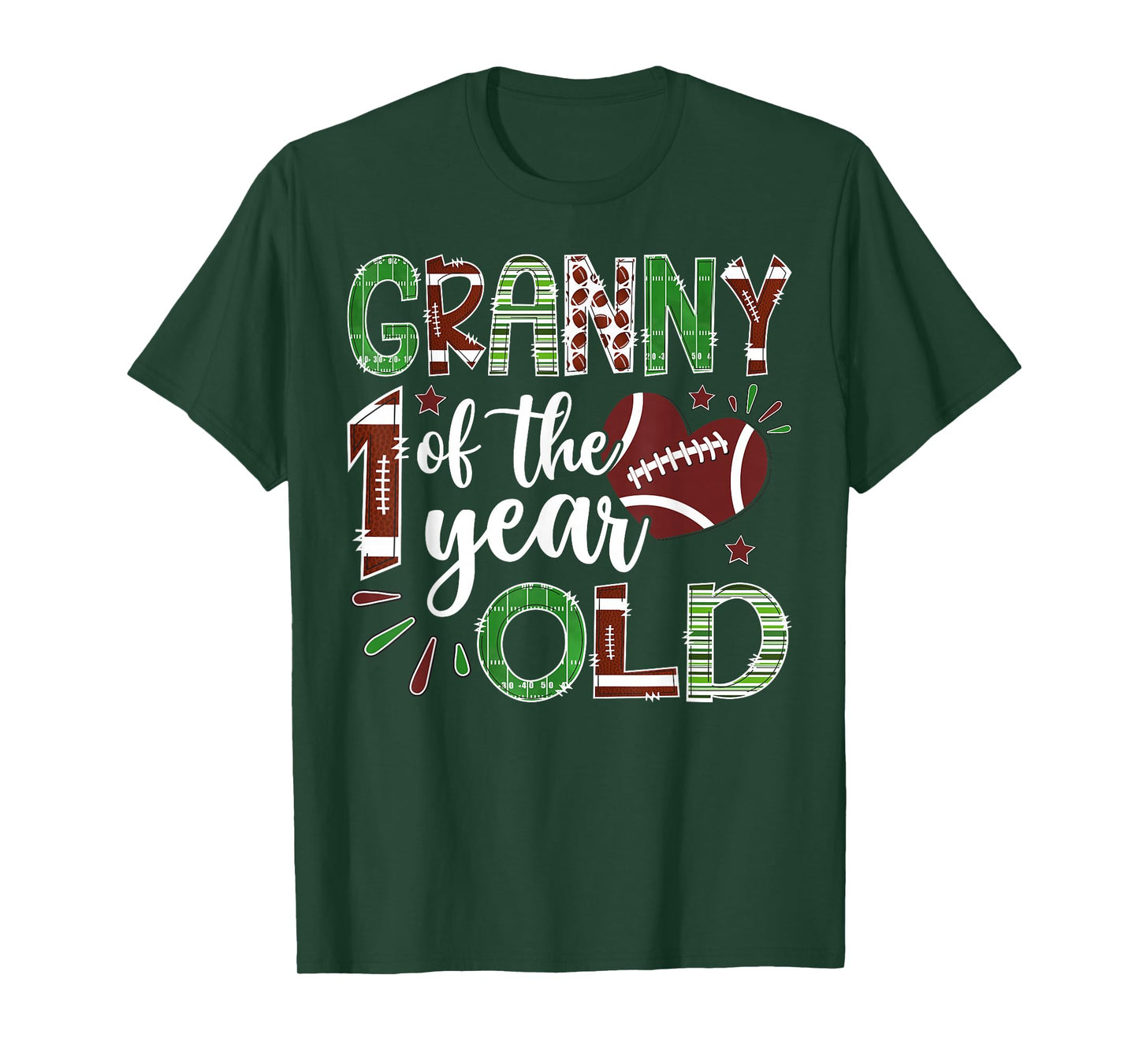 Granny of The 1 Year Old Football First Birthday Boy T-Shirt