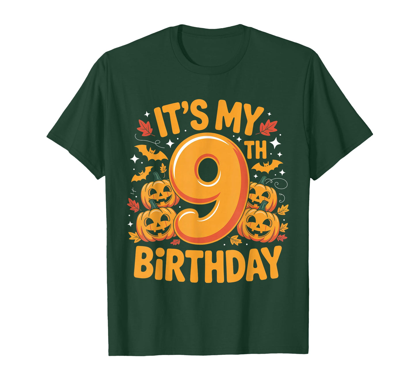 It’s My 9th Birthday Outfit with Halloween Pumpkins and Bats T-Shirt