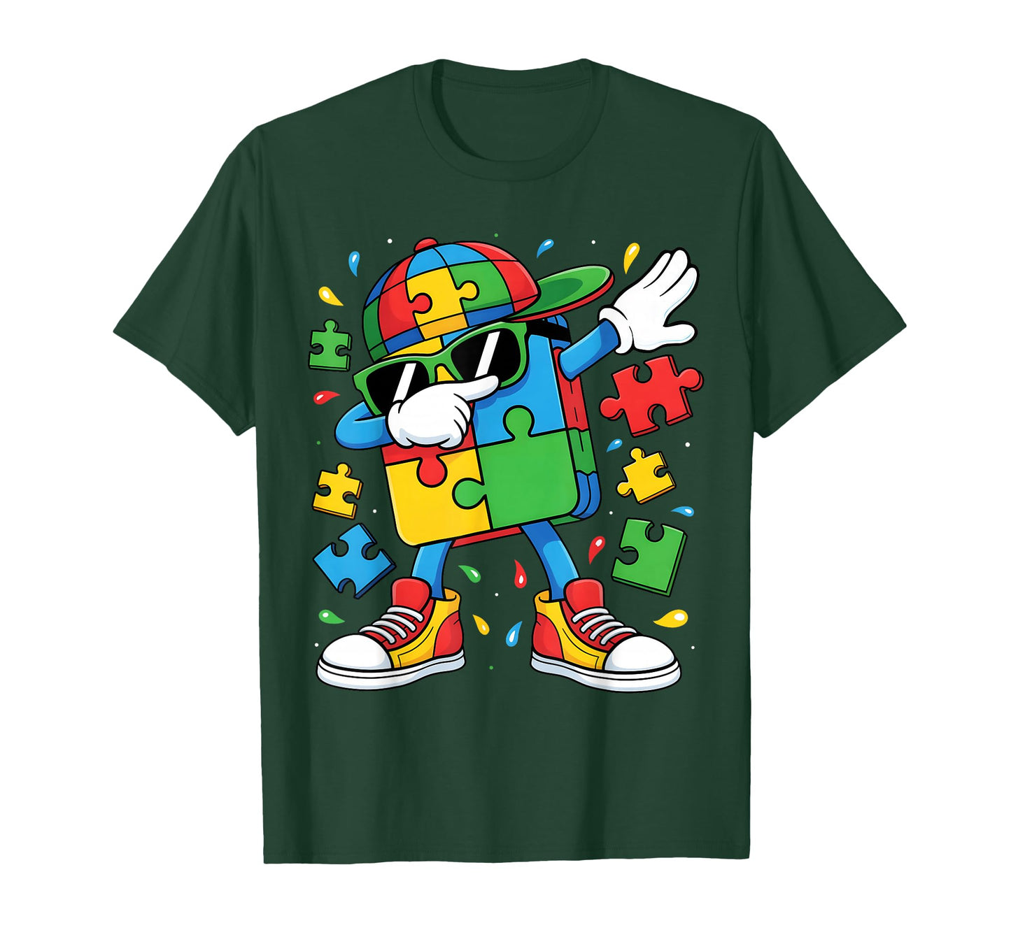 Dabbing Puzzle World Autism Awareness Day Men Women Kid T-Shirt