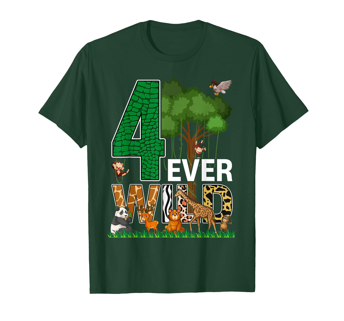 4 Ever Wild Birthday Decorations Boy Zoo 4th Birthday Party T-Shirt