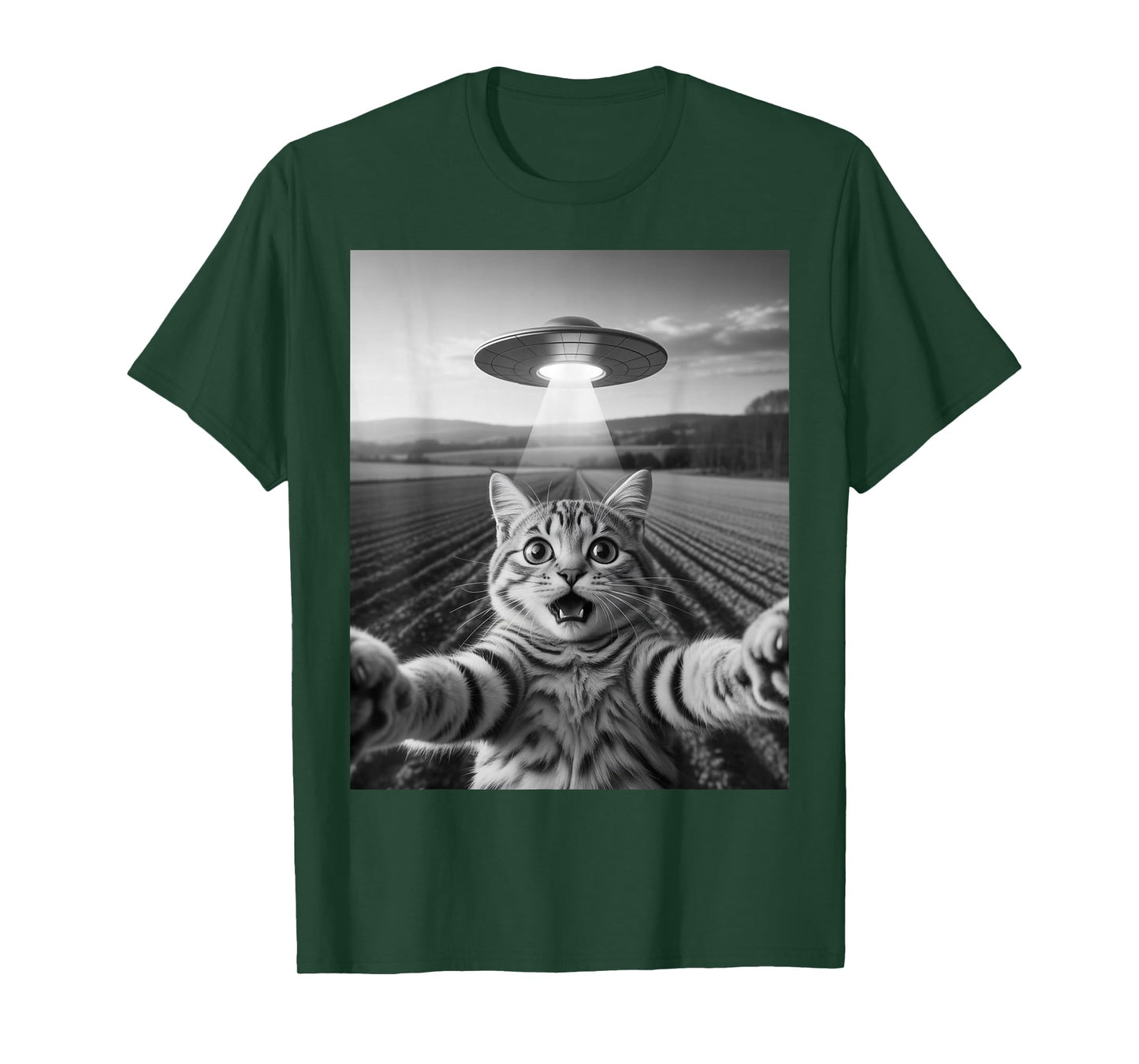 Cat Selfie with UFO Funny Cat for Men Women Kids T-Shirt