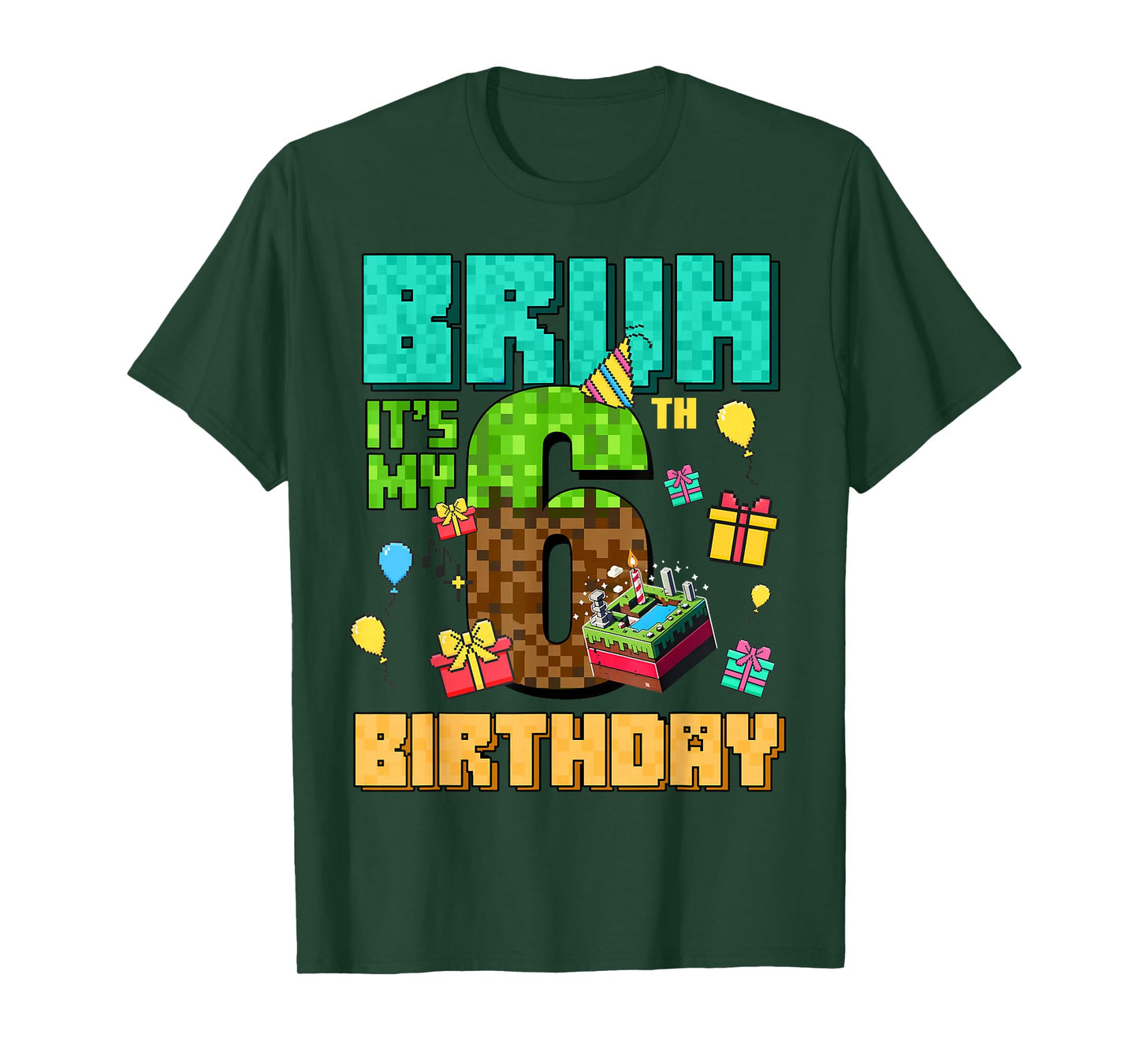 Vintage Bruh Its My 6th Birthday Game Gift for Boy Girl Kid T-Shirt
