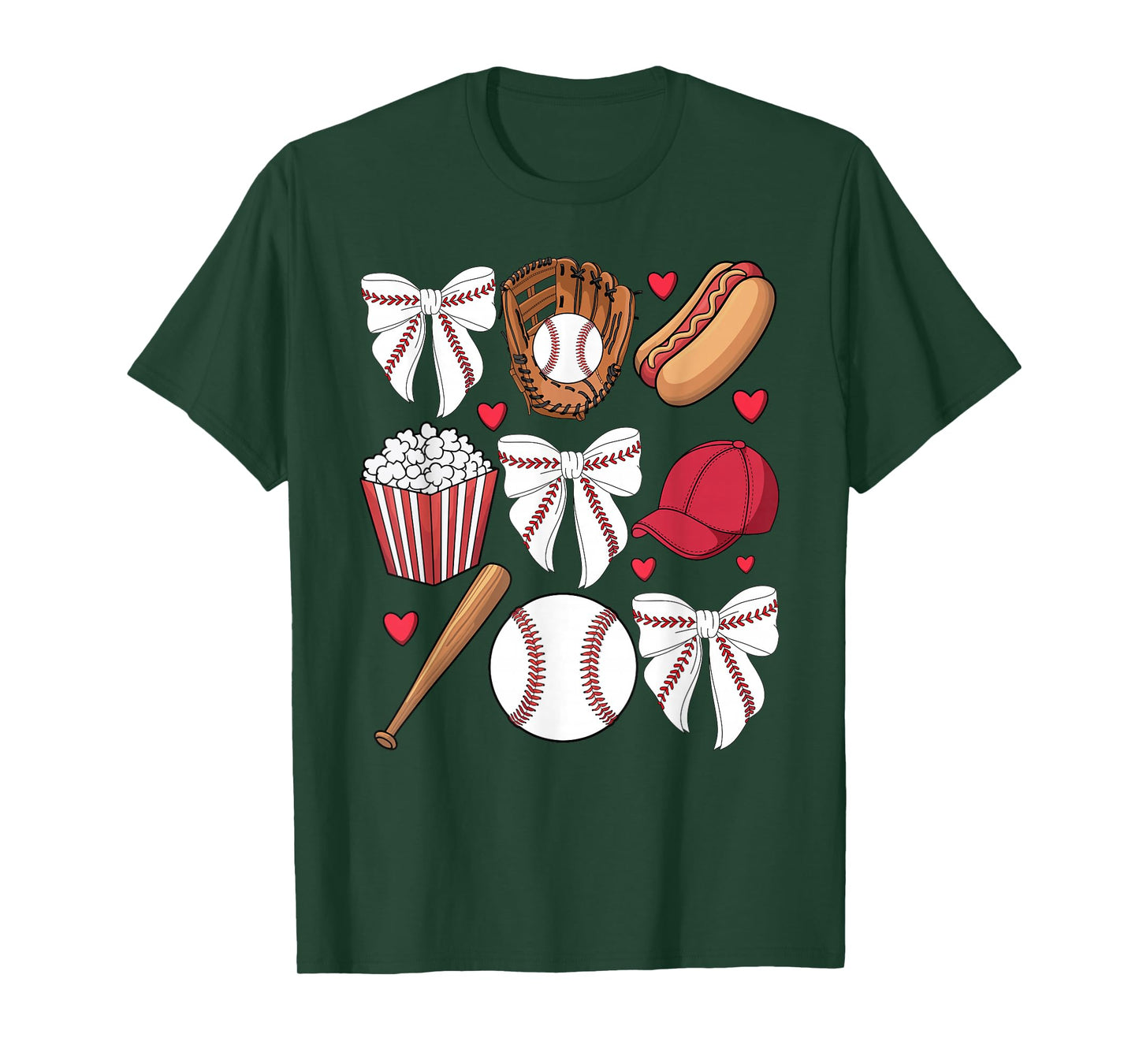 Baseball Coquette Bow Women Girls Baseball Cheer Mom Mama T-Shirt
