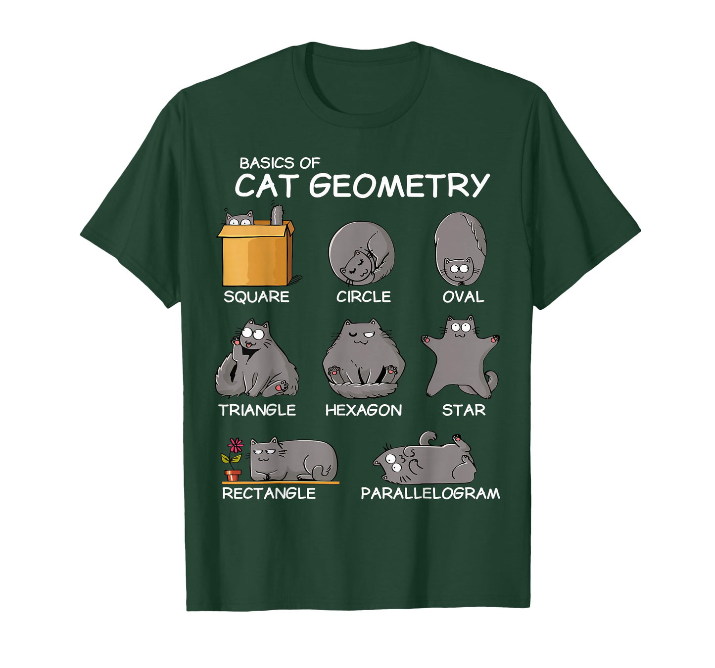 Cat Geometry Math Funny Cat Gifts For Cat Dad, Cat Mom, Kids T-Shirt, Small, Black