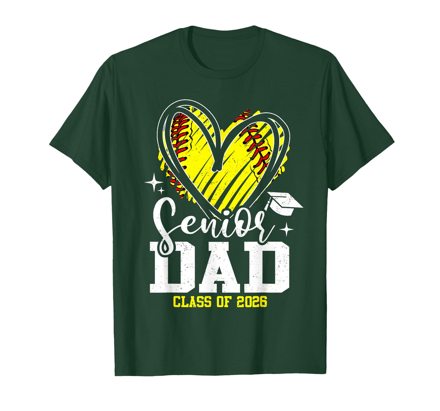 Senior Dad Class of 2026 Softball Graduation Heart T-Shirt
