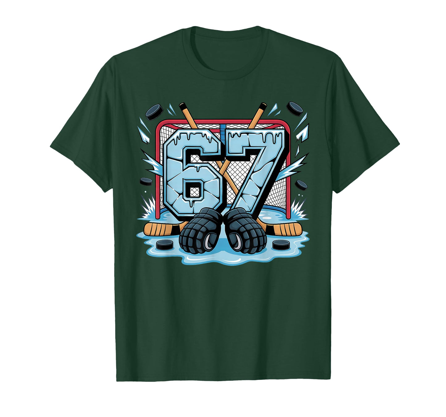 Hockey 67 Drip Ice Rink Gloves Meme Six Seven Sports Boys T-Shirt
