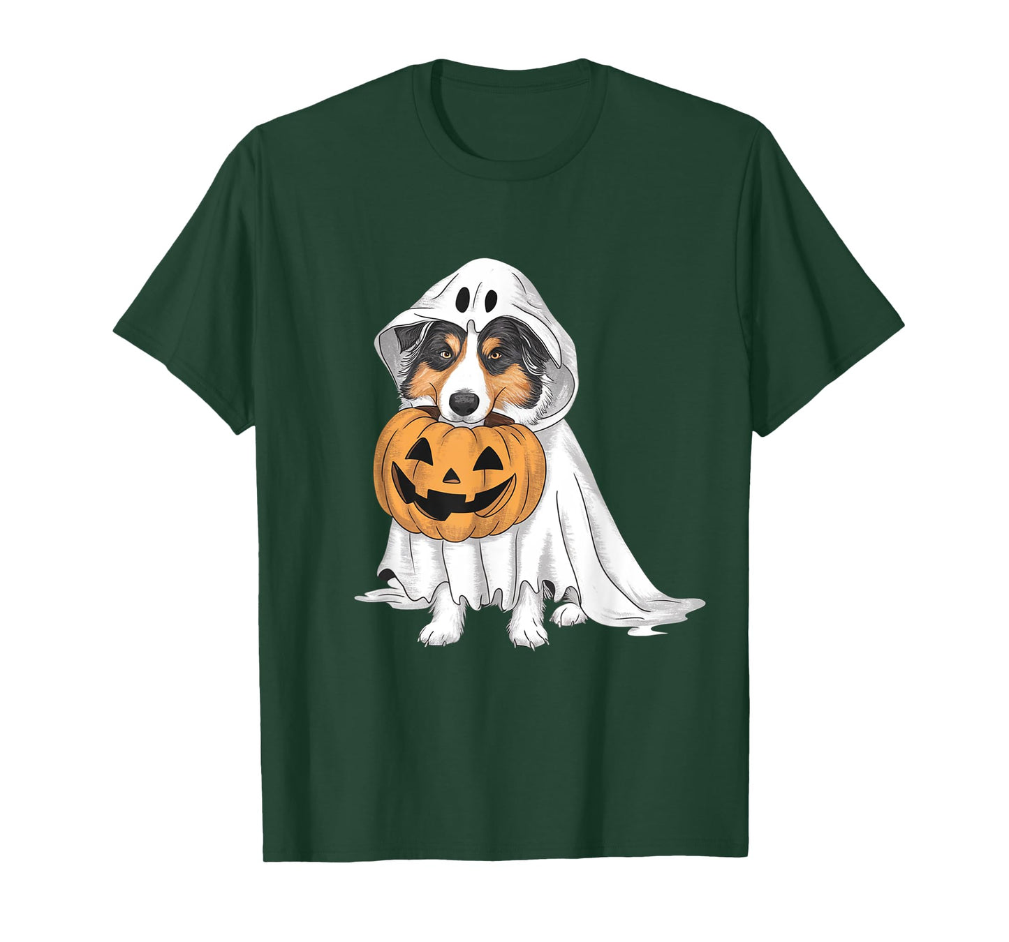Australian Shepherd Ghost Dog Halloween T-Shirt for Men Women Kids