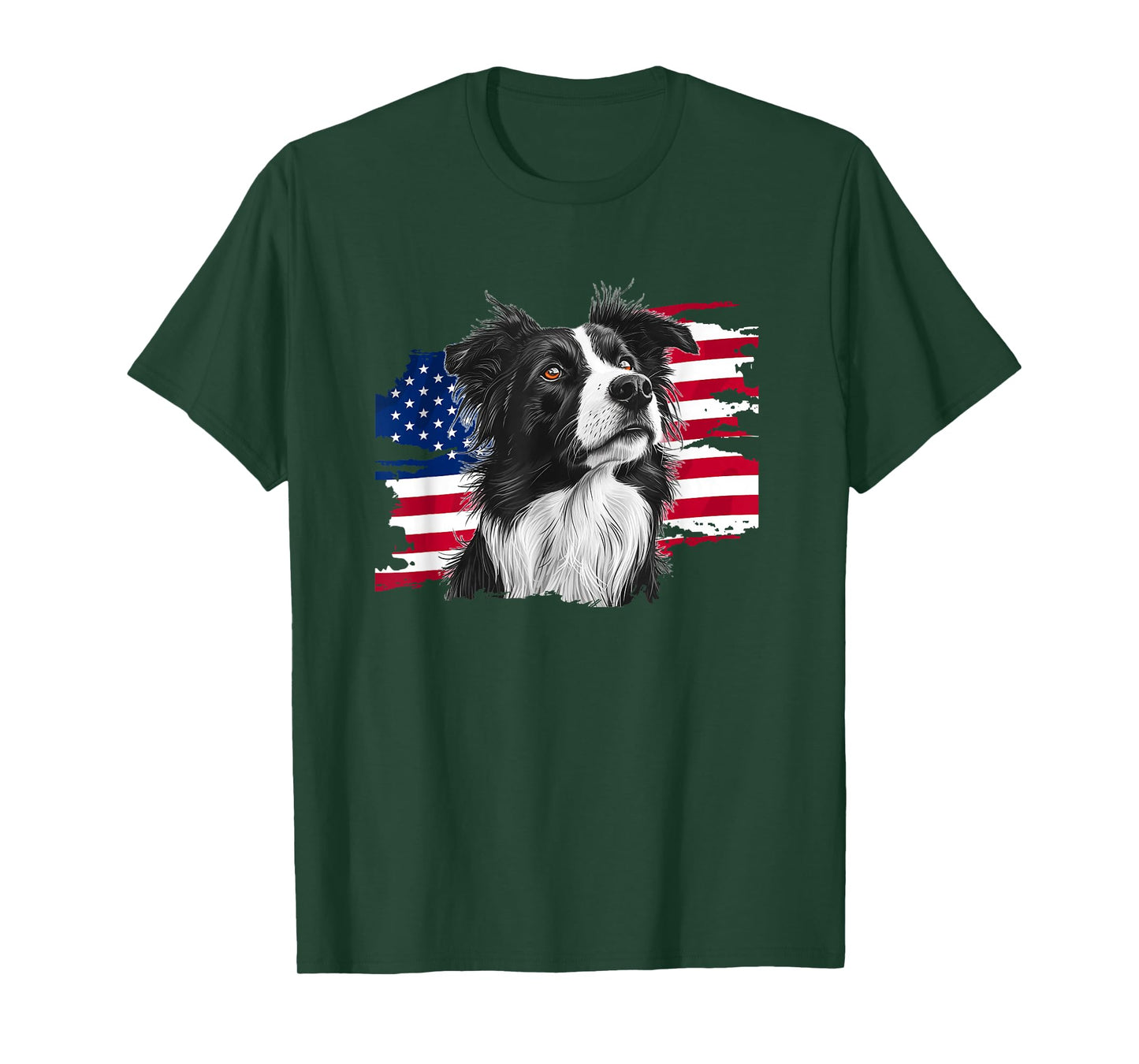 USA Flag 4th of July Border Collie Lover T-Shirt