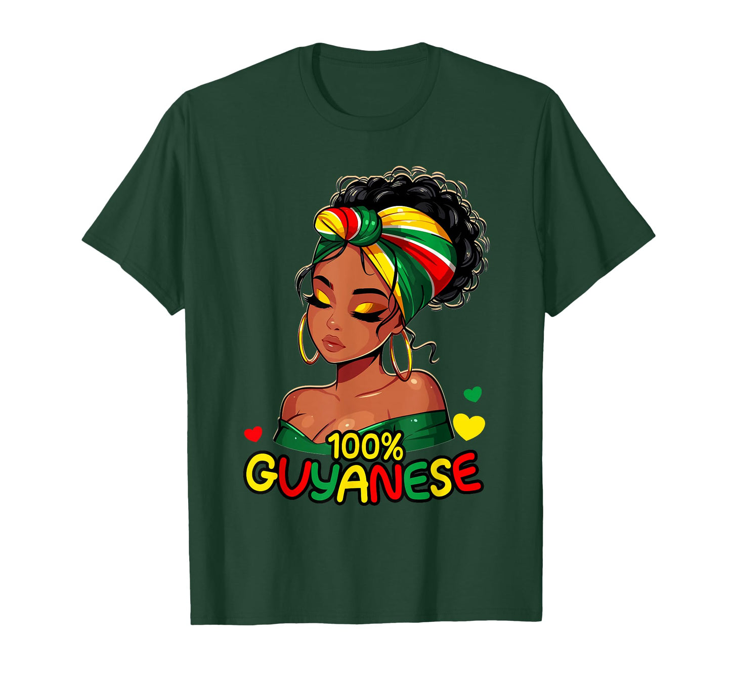 100% Guyanese Messy Bun Girl, Guyana Flag Colors Women's T-Shirt