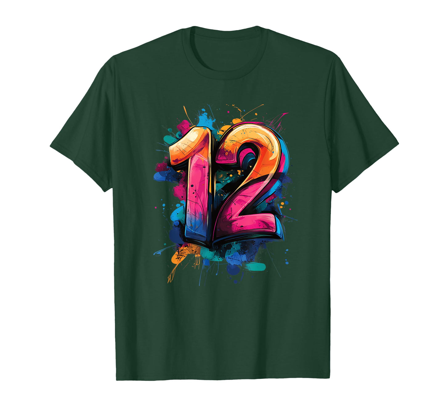 Number 12 12th Birthday Twelve Year Old Boys Girls Graffiti T-Shirt