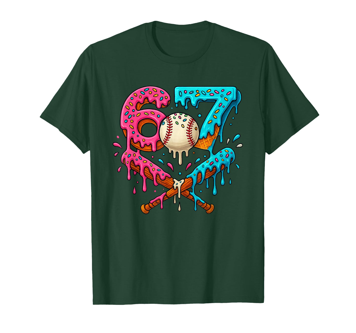 Funny 67 Ice Cream Drip Baseball Meme – Six Seven Gen Alpha. T-Shirt