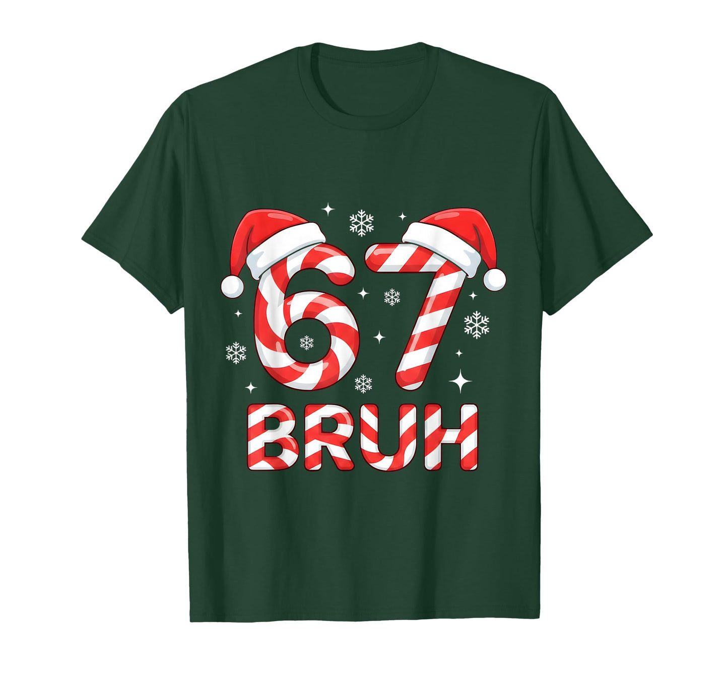 67 Meme Six Seven Memes Candy Cane Christmas Boys Girls Kids T-Shirt