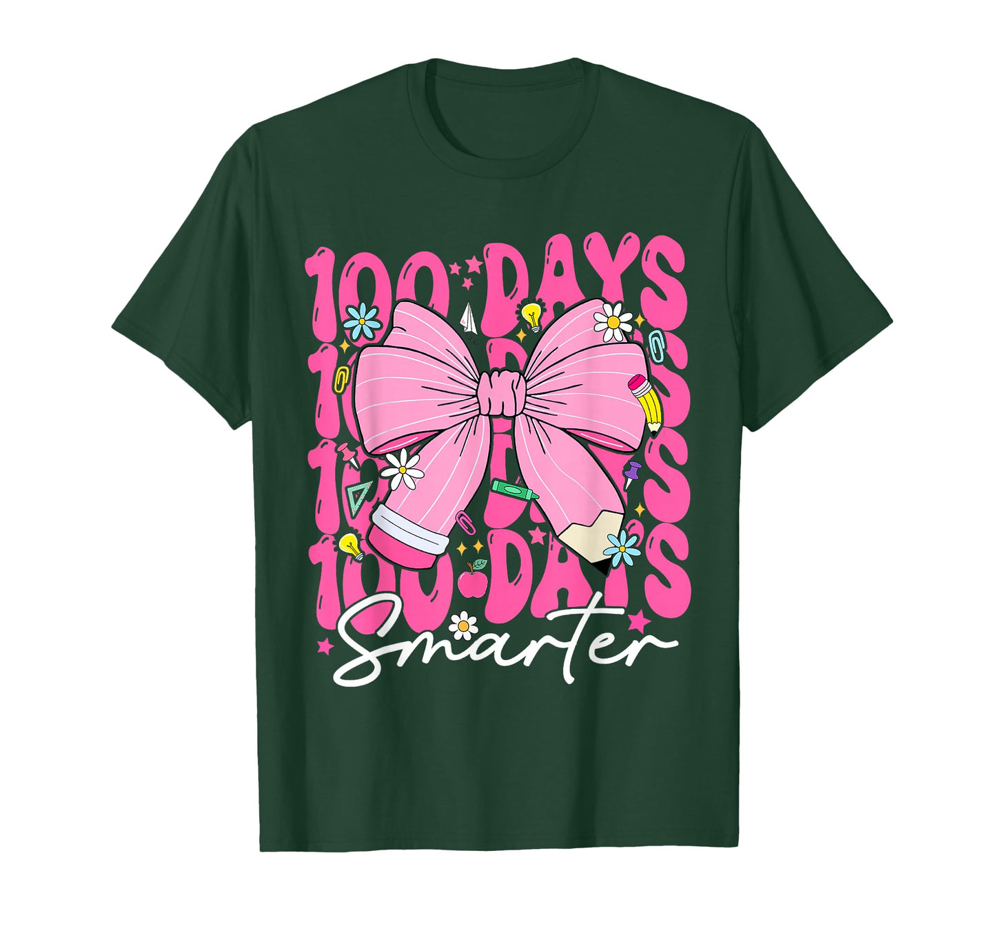 100 Days Smarter Kids Girls Happy 100th Day of School Kids T-Shirt