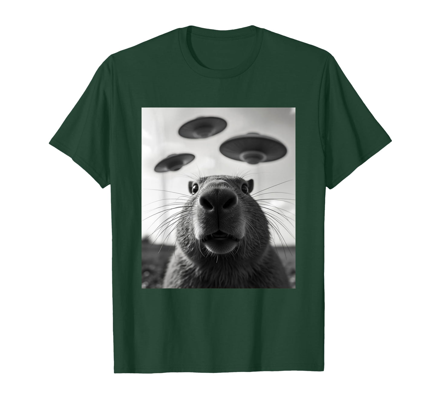 Funny Graphic Costume Weird Cute Capybara Selfie UFO T-Shirt