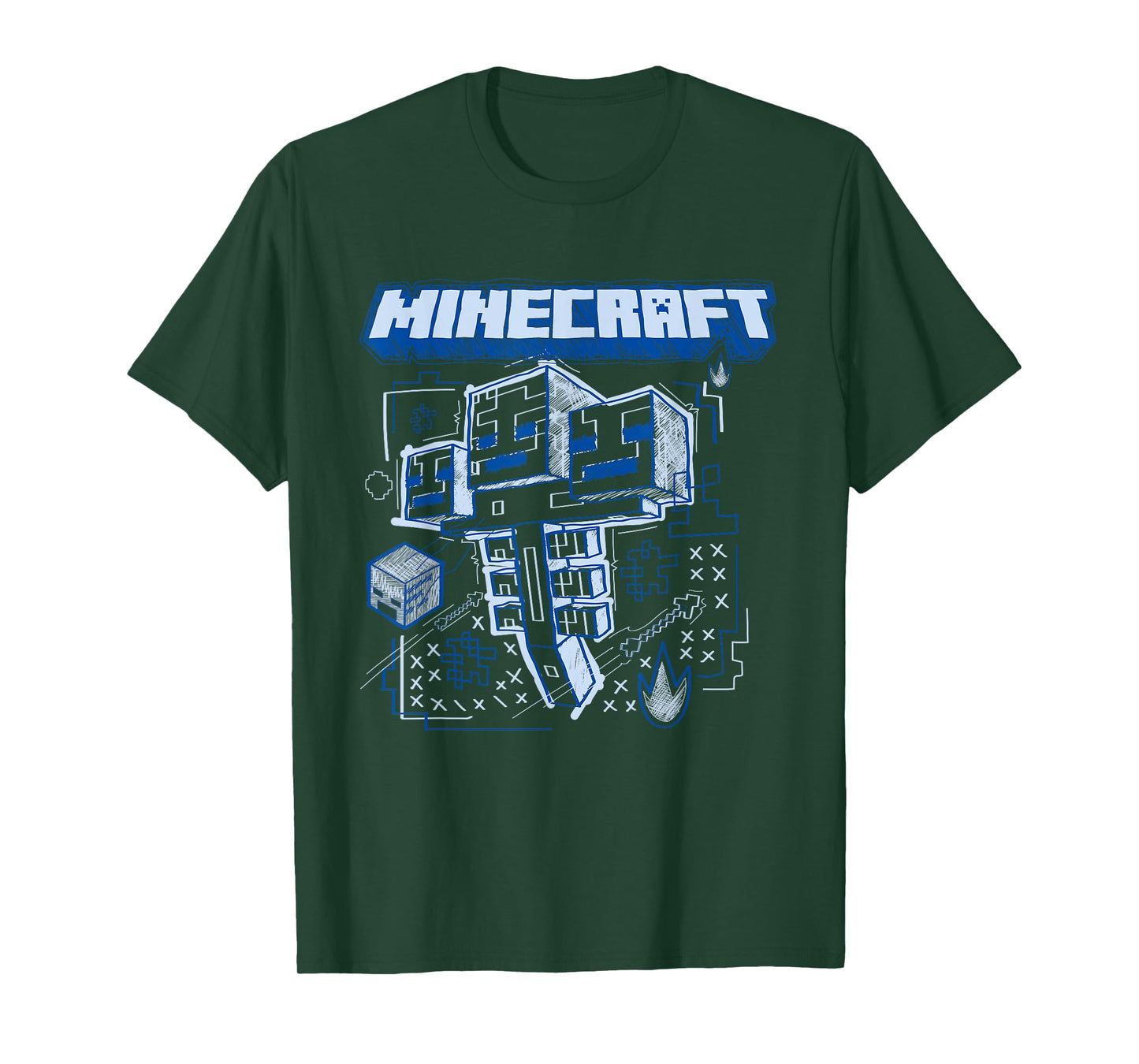 Minecraft Wither Boss Blueprint Sketch T-Shirt